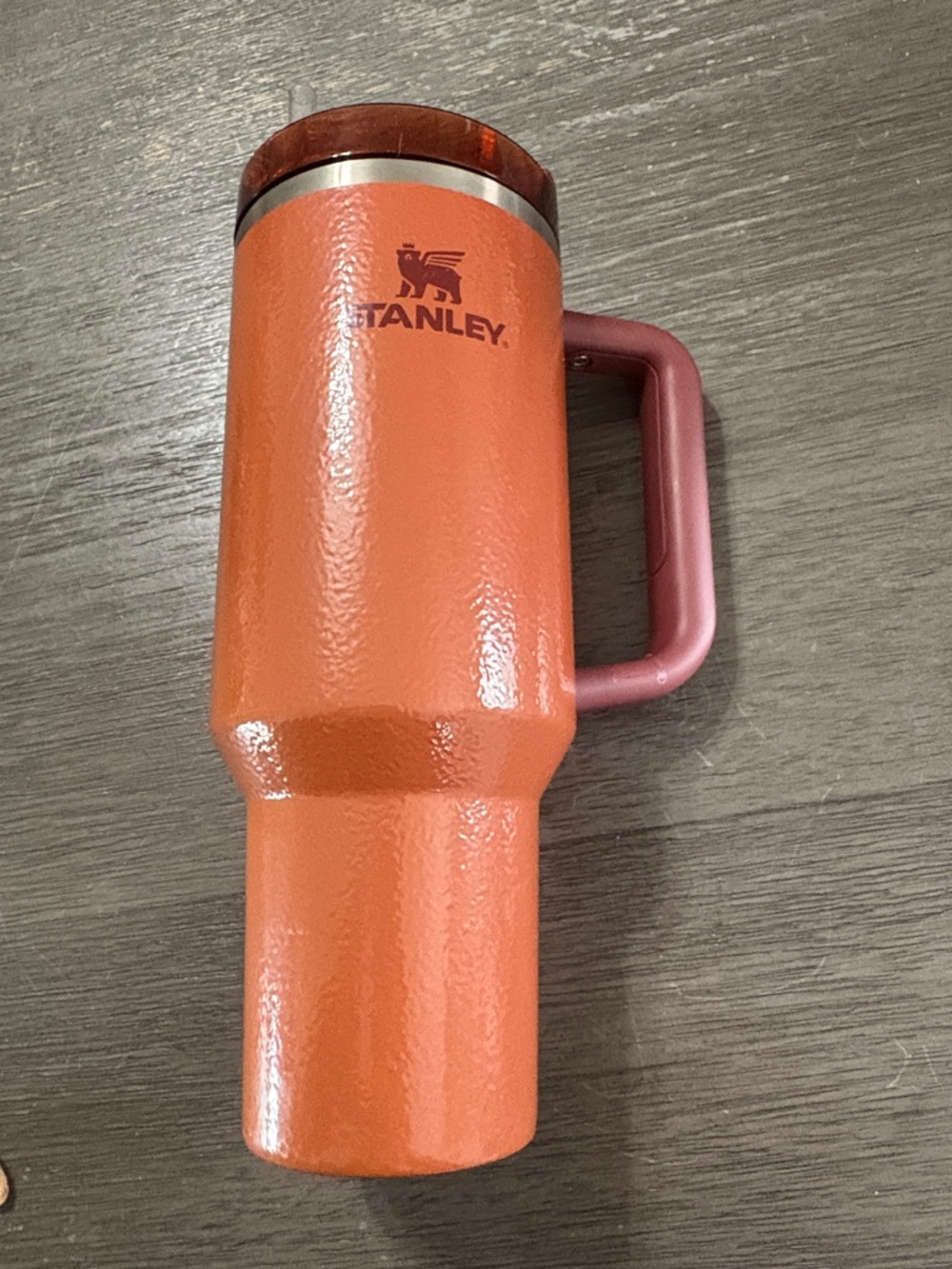 Stanley Bright Orange Tumbler with Rose Handle
